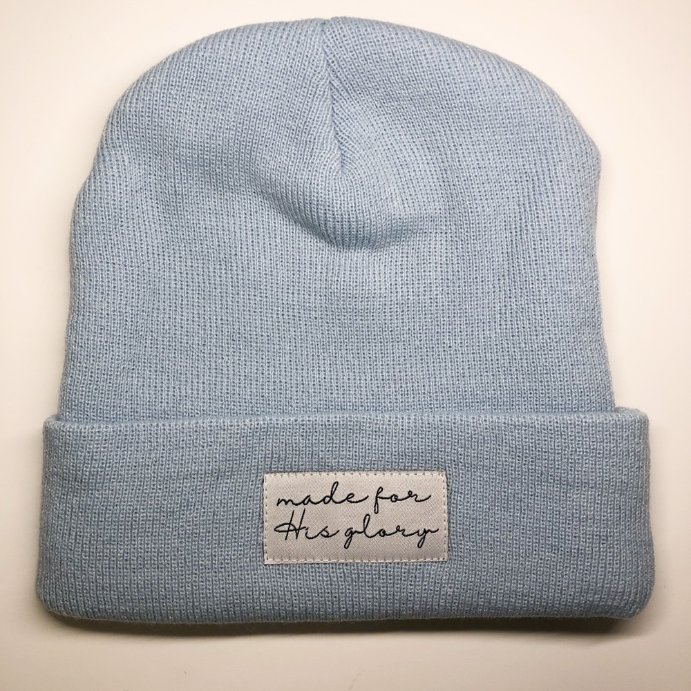 Light Blue Beanie “Made for His Glory”